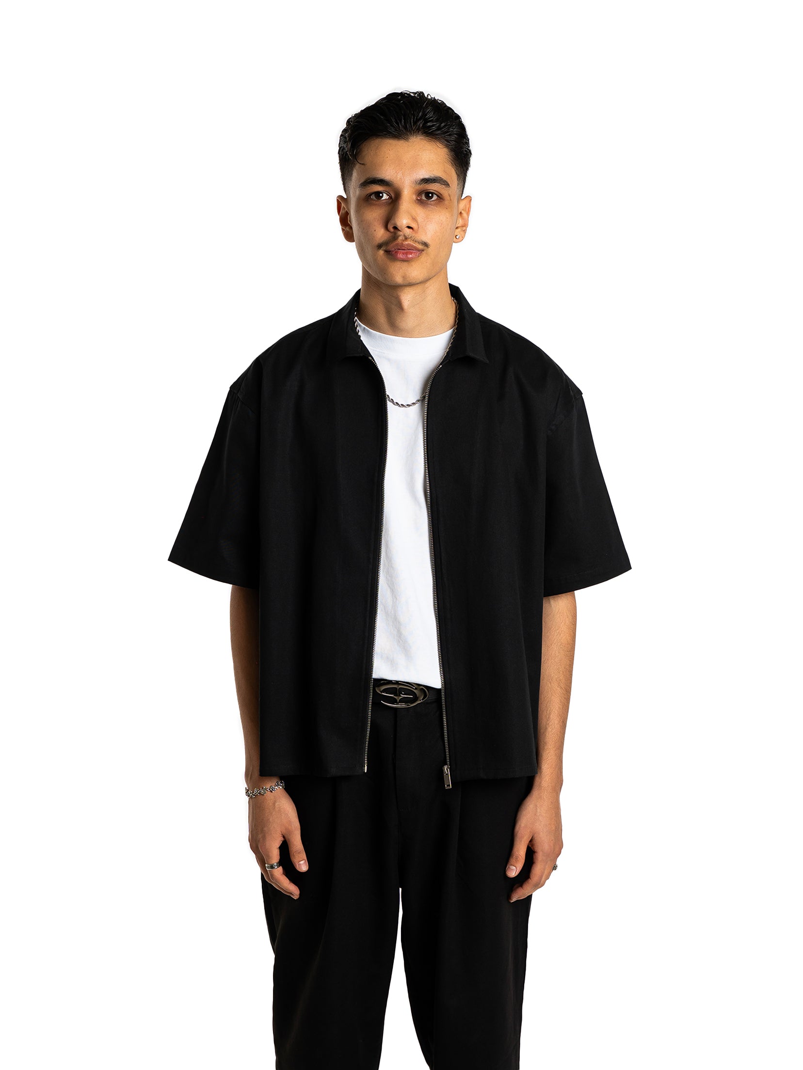 Luxe Zip-up Shirt [Onyx]